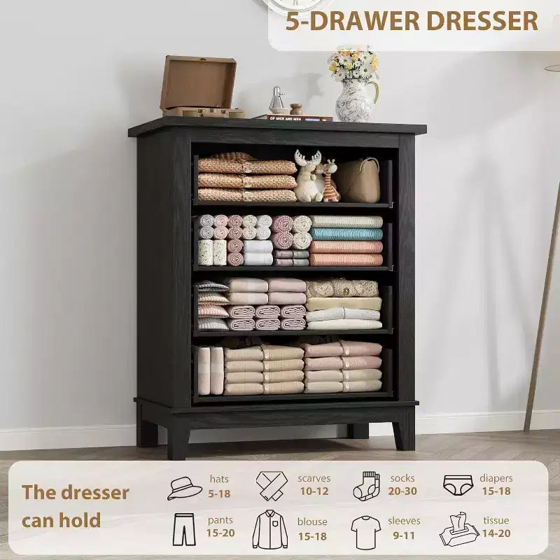 Acekool 4 Drawer Dresser, Tall Vertical Chest with Large Storage, Modern Closet Organizer for Bedroom, Living Room