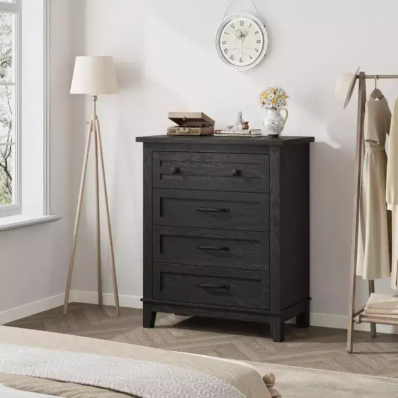 Acekool 4 Drawer Dresser, Tall Vertical Chest with Large Storage, Modern Closet Organizer for Bedroom, Living Room
