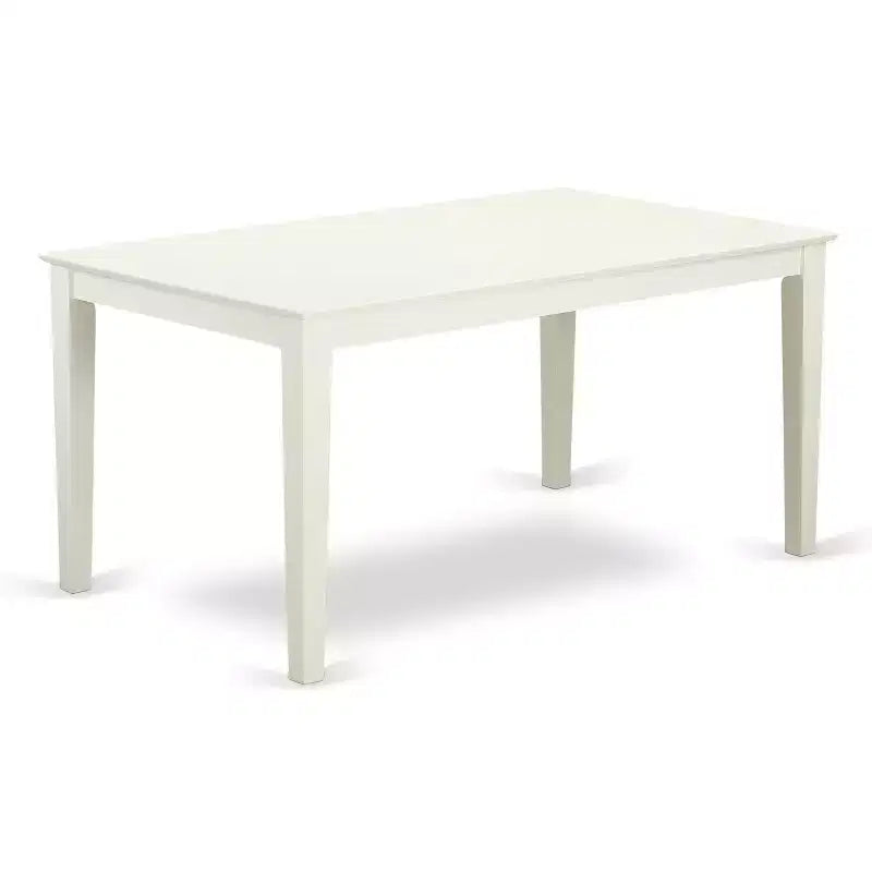 HomeStock Belmont Set 6 Pezzi Tavolo Rettangolare da 60 Pollici e 4 Sedie a doghe Verticali più 1 Panca, Bianco Lino