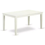 HomeStock Belmont Set 6 Pezzi Tavolo Rettangolare da 60 Pollici e 4 Sedie a doghe Verticali più 1 Panca, Bianco Lino