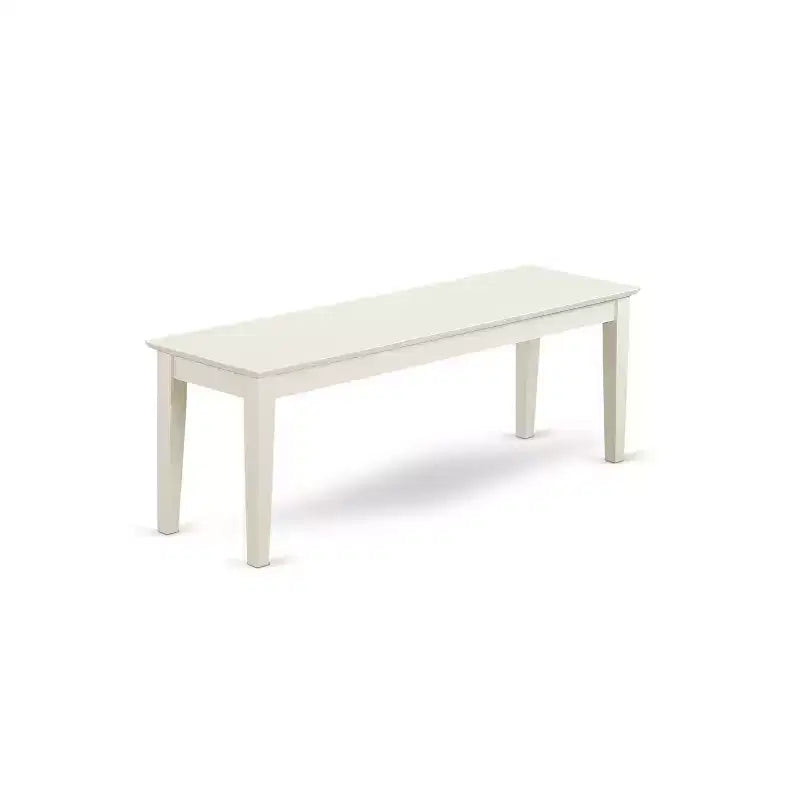 HomeStock Belmont Set 6 Pezzi Tavolo Rettangolare da 60 Pollici e 4 Sedie a doghe Verticali più 1 Panca, Bianco Lino