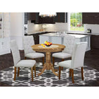 HomeStock Belmont 5-Piece Kitchen Dinette Set, Round Kitchen Table & 4 Parson Chairs, Natural Finish