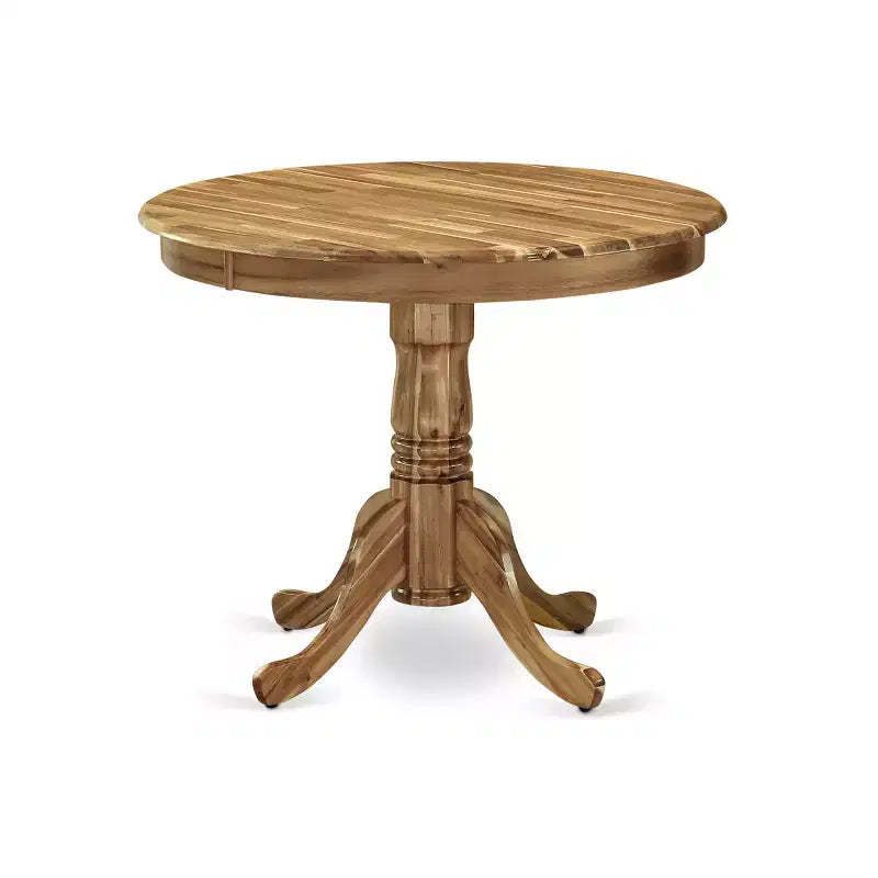 HomeStock Belmont Set da Pranzo da Cucina 5 Pezzi, Tavolo da Cucina Rotondo e 4 Sedie Parson, Finitura Naturale