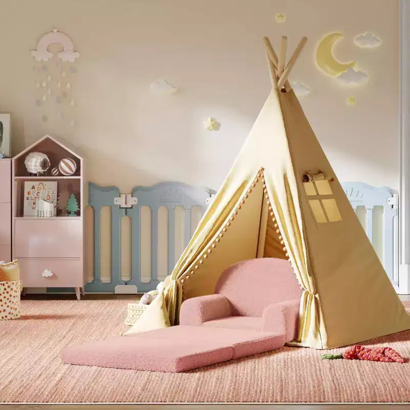 Divano 2-in-1 COZONY, Divano Pieghevole per Bambini da Poltrona a Lettino, Sedia in Schiuma
