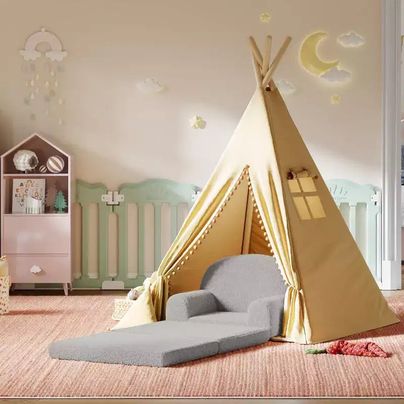 Divano 2-in-1 COZONY, Divano Pieghevole per Bambini da Poltrona a Lettino, Sedia in Schiuma