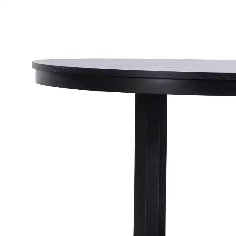PexFix 59 x 59 Solid Wood Farmhouse Dining Table Round Wood Texture Top with Cross X Base for Modern Dining Rooms & Family Gatherings Black