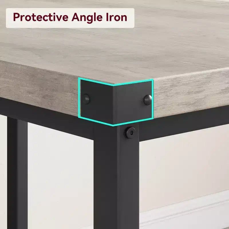 Set da pranzo 3 pezzi per 4 persone con 2 panche, tavolo da cucina con protezioni angolari, struttura a H, compatto per appartamenti e piccoli spazi