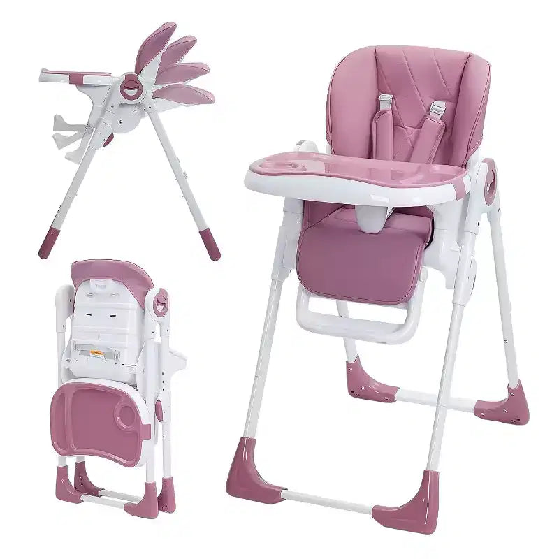 Acekool Baby High Chair for Toddlers, Foldable Adjustable Height & Recline Highchair with Removable Tray for Easy Cleaning, Purple