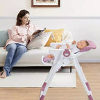 Acekool Baby High Chair for Toddlers, Foldable Adjustable Height & Recline Highchair with Removable Tray for Easy Cleaning, Purple