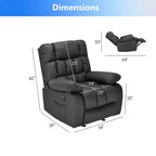 MAYEERTY Ergonomic Recliner Chair 110-160x Adjustable Recline Footrest Side Pocket for Living Room Black
