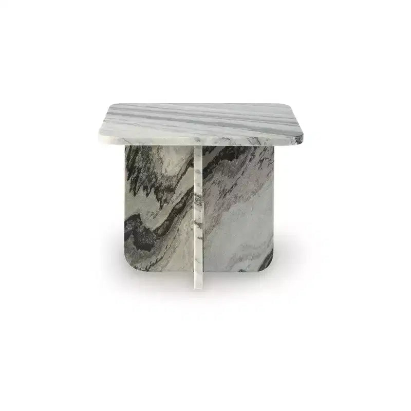 Signature Design by Ashley Baretton Tavolino da caffè piccolo - Marmo naturale con tonalità nero/bianco/tortora, design quadrato