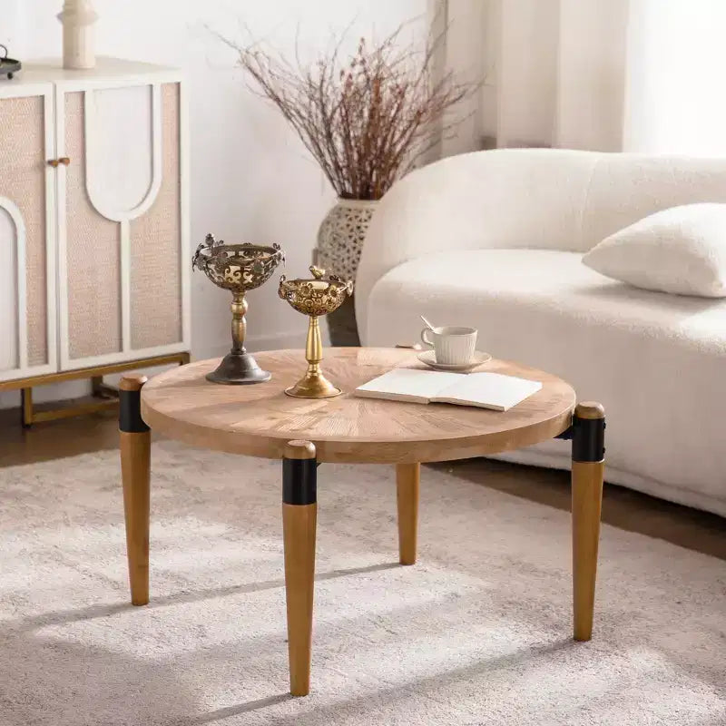GDFStudio Drex Rustic Wooden Round Coffee Table