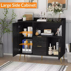 Modern White Storage Cabinet - 2 Drawer & 2 Door Sideboard for Kitchen & Living Room