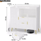 Modern White Storage Cabinet - 2 Drawer & 2 Door Sideboard for Kitchen & Living Room