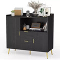 Modern White Storage Cabinet - 2 Drawer & 2 Door Sideboard for Kitchen & Living Room