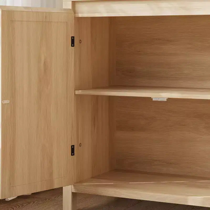 Coolmee Credenza da Soggiorno Mid-Century - Mobile Contenitore Retrò con Ante in Rattan e Ripiano Regolabile, Console d'Appoggio per Salotto, Sala da Pranzo