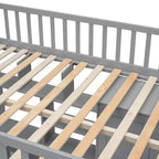 Letto a soppalco full size con armadio e scrivania integrata, telaio per letto a soppalco alto in legno massello con scaletta e libreria portaoggetti per bambini