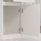 Sandinrayli Scrivania per computer con cassetti, scrivania in legno da 43 pollici, postazione di lavoro per PC per ufficio domestico con contenitore, bianca