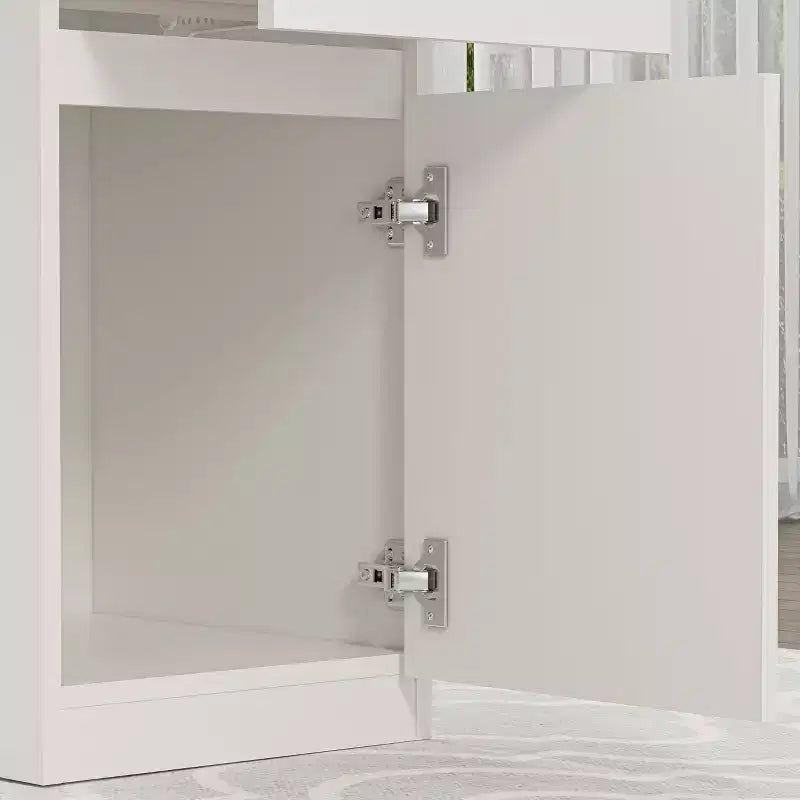 Sandinrayli Scrivania per computer con cassetti, scrivania in legno da 43 pollici, postazione di lavoro per PC per ufficio domestico con contenitore, bianca