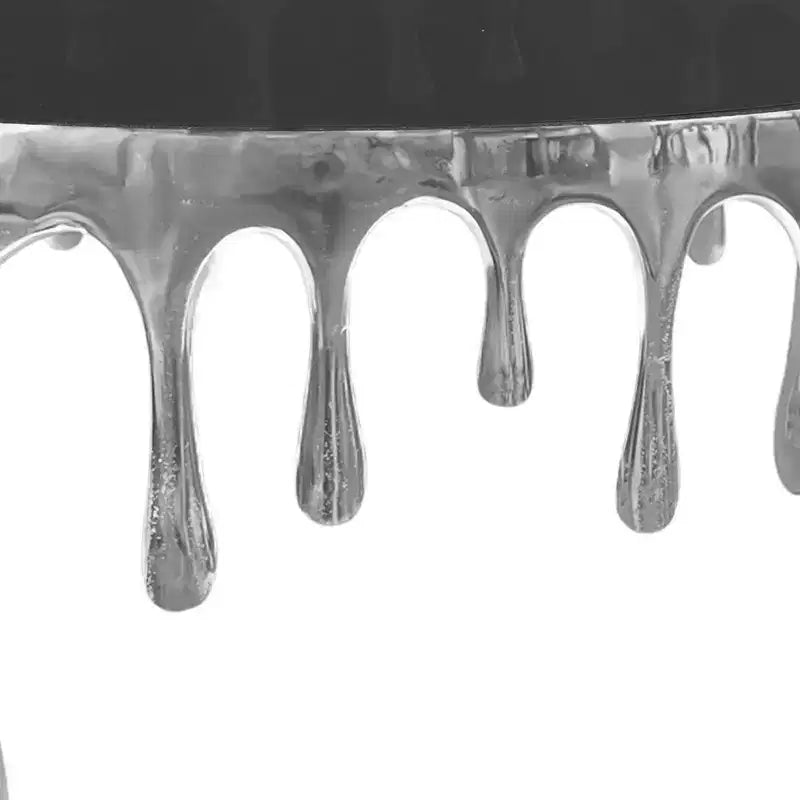 Tavolino da caffè Royal Hampton | Top in vetro rotondo da 36 pollici | Design a goccia che cola | Argento