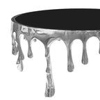 Tavolino da caffè Royal Hampton | Top in vetro rotondo da 36 pollici | Design a goccia che cola | Argento