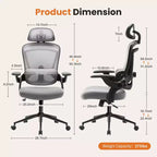 Sedia da Ufficio Moderna Regolabile Okak con Poggiatesta e Supporto Lombare, Sedia Girevole Ergonomica per Ufficio, Studio, Atelier