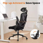 Sedia da Ufficio Moderna Regolabile Okak con Poggiatesta e Supporto Lombare, Sedia Girevole Ergonomica per Ufficio, Studio, Atelier