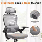 Sedia da Ufficio Moderna Regolabile Okak con Poggiatesta e Supporto Lombare, Sedia Girevole Ergonomica per Ufficio, Studio, Atelier