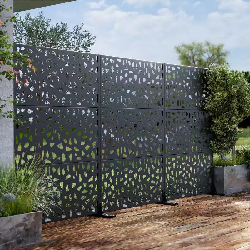 MAYEERTY Divisorio per ambienti con telaio zincato da 72 pollici, schermo per la privacy, recinzione autoportante da giardino, colore nero