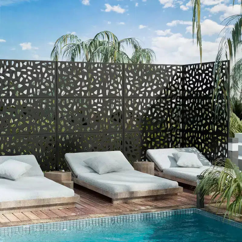 MAYEERTY Divisorio per ambienti con telaio zincato da 72 pollici, schermo per la privacy, recinzione autoportante da giardino, colore nero
