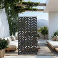 MAYEERTY 72 inch Rectangle Room Divider Metal Galvanized Frame Privacy Screen Garden Fence Patio Black