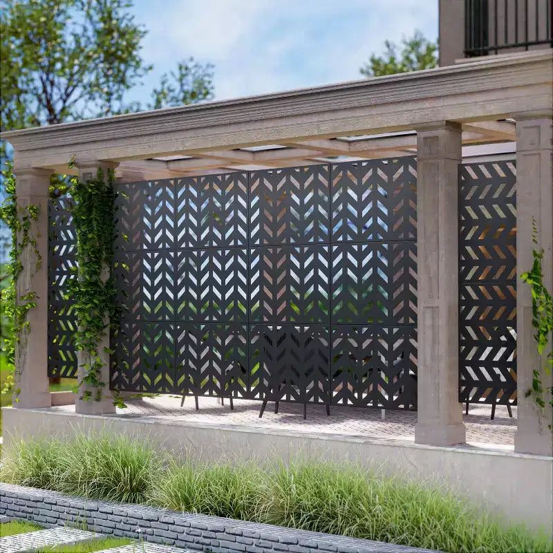 MAYEERTY Divisorio per ambienti rettangolare da 72 pollici, struttura in metallo zincato, schermo per la privacy, recinzione da giardino, patio, nero