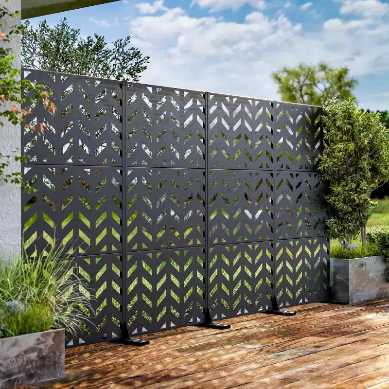 MAYEERTY Divisorio per ambienti rettangolare da 72 pollici, struttura in metallo zincato, schermo per la privacy, recinzione da giardino, patio, nero