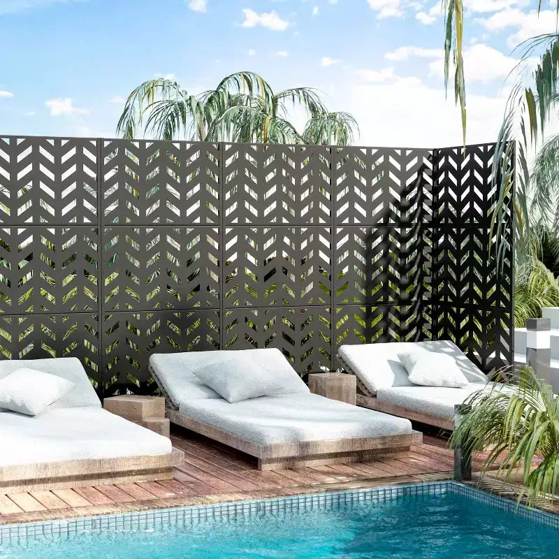 MAYEERTY Divisorio per ambienti rettangolare da 72 pollici, struttura in metallo zincato, schermo per la privacy, recinzione da giardino, patio, nero