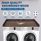 TROPOW Walnut Laundry Countertop C Waterproof Washer/Dryer Cover with 2.75 Edge Rails & Anti-Slip Pads for Laundry Room Storage