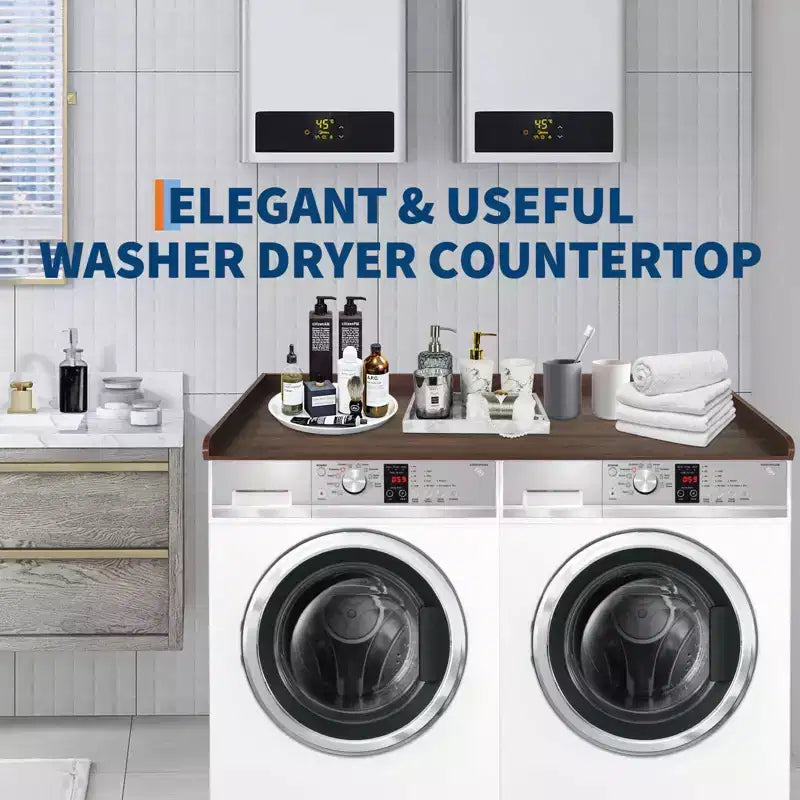TROPOW Walnut Laundry Countertop C Waterproof Washer/Dryer Cover with 2.75 Edge Rails & Anti-Slip Pads for Laundry Room Storage