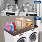 TROPOW Walnut Laundry Countertop C Waterproof Washer/Dryer Cover with 2.75 Edge Rails & Anti-Slip Pads for Laundry Room Storage