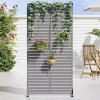 MAYEERTY 72*35in Metal Outdoor Patio Privacy Screen Freestanding Room Divider Partition for Indoor, Gray