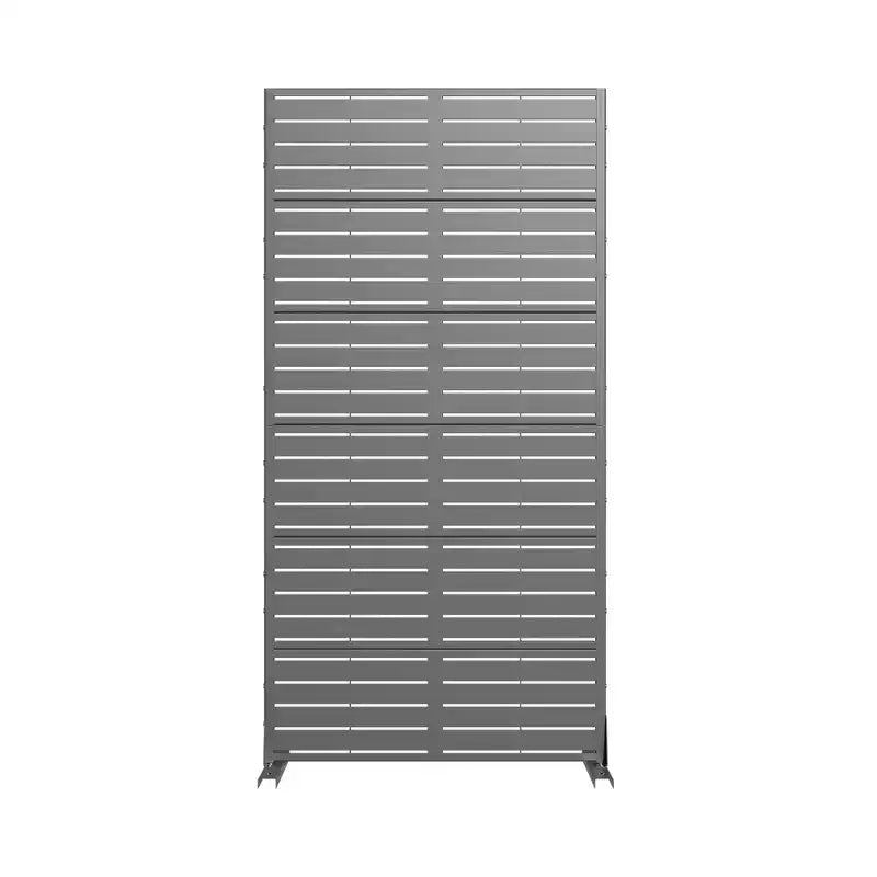 MAYEERTY 72*35in Metal Outdoor Patio Privacy Screen Freestanding Room Divider Partition for Indoor, Gray