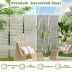 MAYEERTY 72*35in Metal Outdoor Patio Privacy Screen Freestanding Room Divider Partition for Indoor, Gray