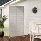 MAYEERTY 72*35in Metal Outdoor Patio Privacy Screen Freestanding Room Divider Partition for Indoor, Gray