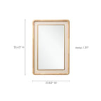 LuxenHome Specchio da parete decorativo rettangolare arrotondato, cornice in legno di gomma 35 con inserto in pelle sintetica marrone