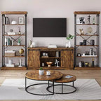 Coolmee Industrial 6 Tier Bookshelf, Metal Frame Rustic Tall Standing Bookcase, Large Vintage Display Rack for Bedroom, Living Room and Home Office