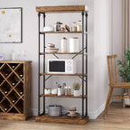Coolmee Industrial 6 Tier Bookshelf, Metal Frame Rustic Tall Standing Bookcase, Large Vintage Display Rack for Bedroom, Living Room and Home Office