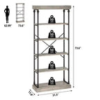 Coolmee Industrial 6 Tier Bookshelf, Metal Frame Rustic Tall Standing Bookcase, Large Vintage Display Rack for Bedroom, Living Room and Home Office