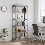 Coolmee Industrial 6 Tier Bookshelf, Metal Frame Rustic Tall Standing Bookcase, Large Vintage Display Rack for Bedroom, Living Room and Home Office