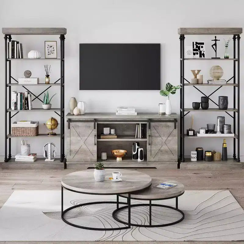 Coolmee Industrial 6 Tier Bookshelf, Metal Frame Rustic Tall Standing Bookcase, Large Vintage Display Rack for Bedroom, Living Room and Home Office