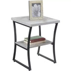HomeStock Belmont Contemporary End Table with Powder Coated Metal Frame, Sturdy Bottom Shelf and Stylish Minimalist Modern Look