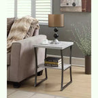 HomeStock Belmont Contemporary End Table with Powder Coated Metal Frame, Sturdy Bottom Shelf and Stylish Minimalist Modern Look
