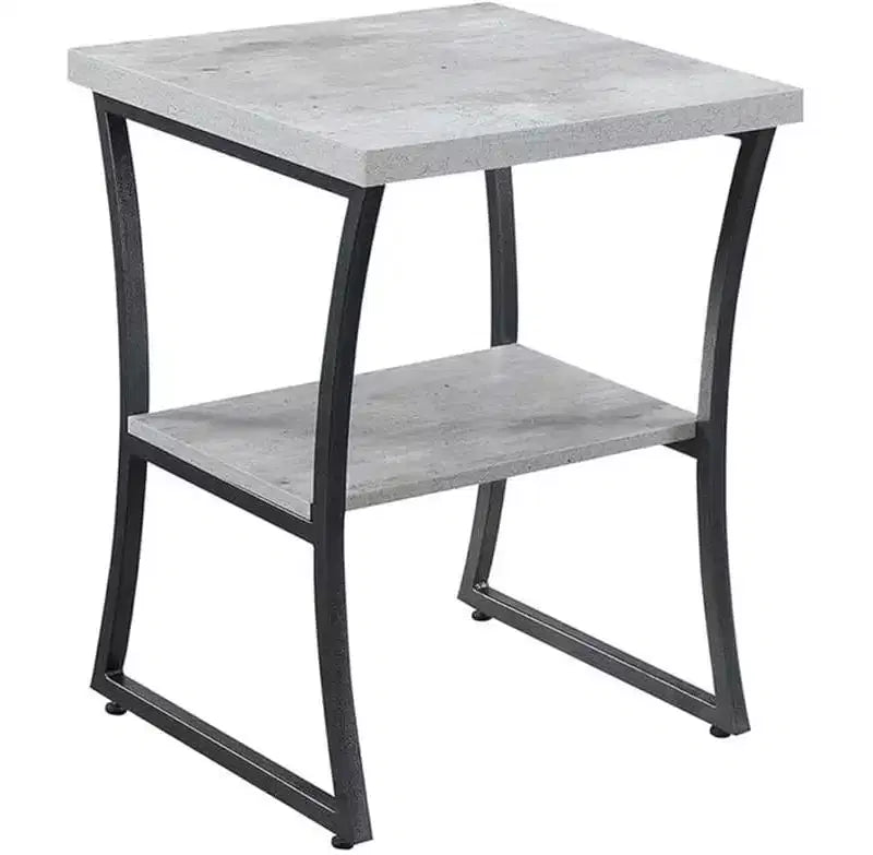 HomeStock Belmont Contemporary End Table with Powder Coated Metal Frame, Sturdy Bottom Shelf and Stylish Minimalist Modern Look